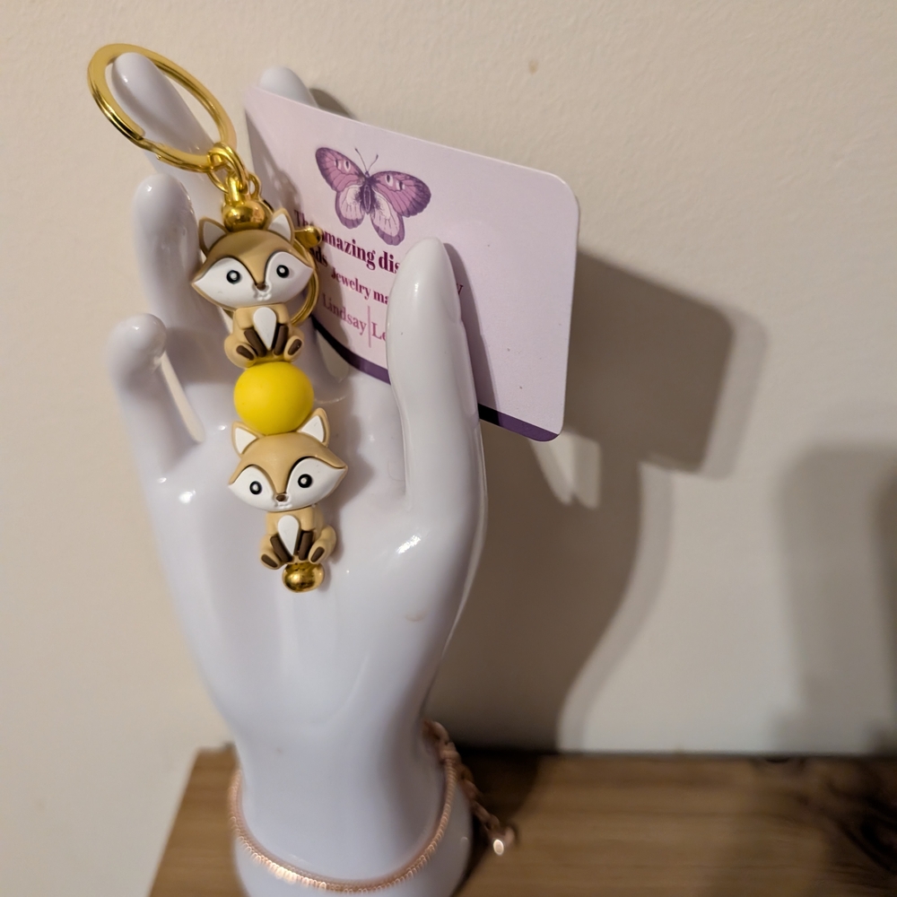 Adorable Fox Keychain with Yellow Detail